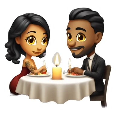 romantic candle light dinner for beautiful tattooed couple sticker