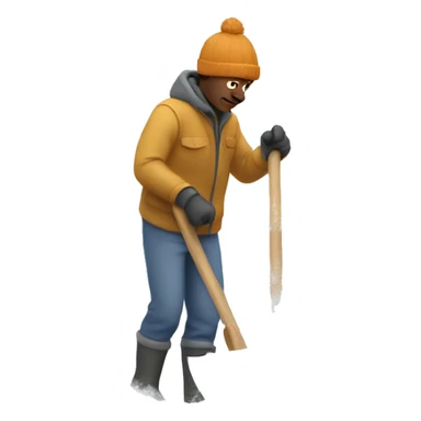 A man clearing snow in a warm country sticker