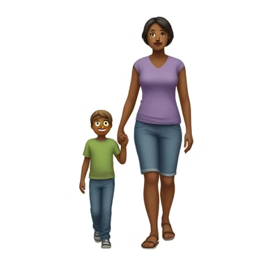 mom and son side pose walk sticker