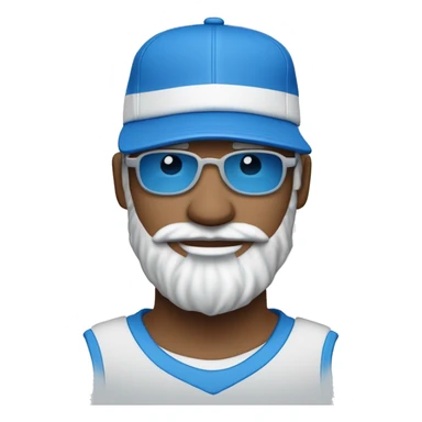 Homme de couleur blanche avec une petite barbe naissante portant des lunettes bleues , une casquette bleu , un survêtement Jordan bleu et des baskets bleues  sticker