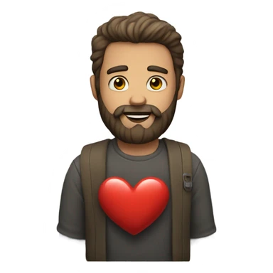 Same bearded man with a heart sticker