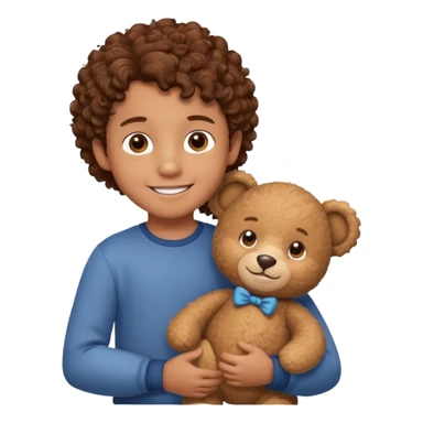 curly hair boy with bear  sticker