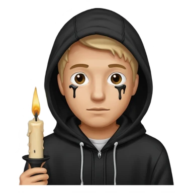 man in black hoodie hold a black candle sticker