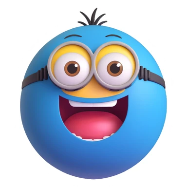 sphere with a cute minion face, big eyes, smiling sticker