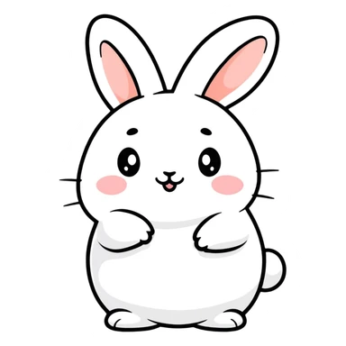 Cute chubby white bunny, round cheeks, pastel color, playful expression—like Molang, digital sticker sticker