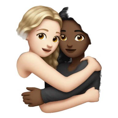 2 girls with pale skin and dark hair hugging each other as best friends sticker