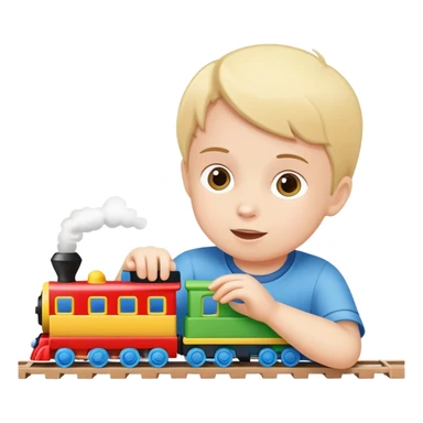 child playing with toy trains sticker
