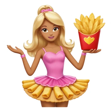 Brown skin blonde hair barbie ballerina holding hot fried chips  sticker