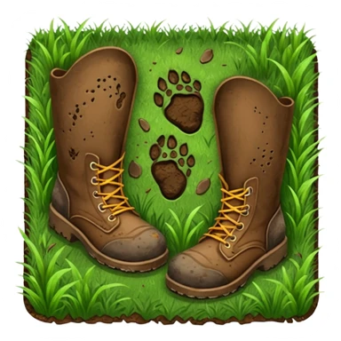 pair of boot shoeprints in the grass sticker
