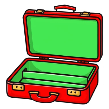 red open suitcase sticker