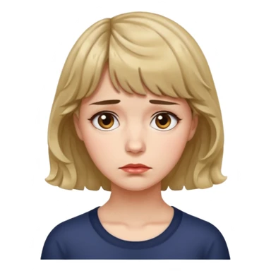 quero que você cria uma mulher, o rosto dela. nela, ela tem cabelo curto e ondulado, tem franja e ela tem semblante triste sticker