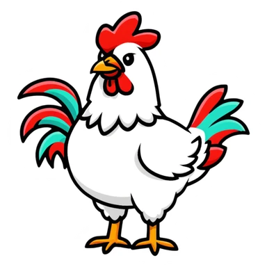Heihei the rooster from Moana, colorful tropical chicken sticker