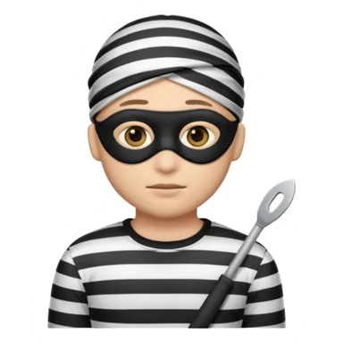 A 3 theif robber emoji,Stripped shirt,eye mask, black head. sticker