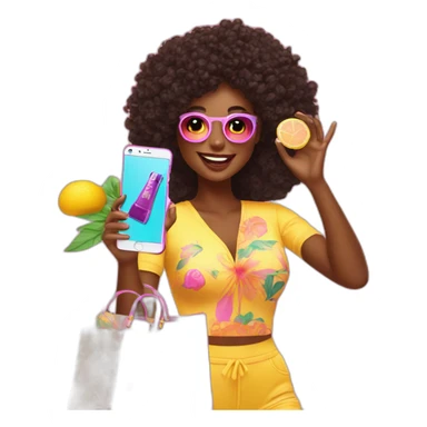 influencer taking selfie with a bright purchase sticker