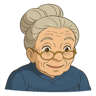 ghibli style granny eye with glasses moved forward sticker