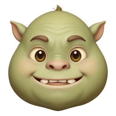 Cinematic Cute Ogre Portrait Emoji, with a surprisingly endearing, plump and huggable figure in soft earthy greens and browns, featuring big, kind eyes and a bashful smile, simplified yet irresistibly adorable, highly detailed with a soft glowing outline that captures the charm of a friendly giant who seems ready for a warm hug! sticker