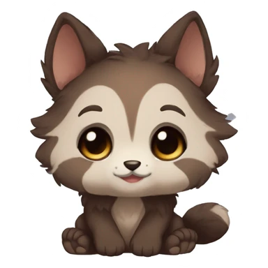 Anthro Shy Cute Cool Kawaii Chibi Dark Brown Furry Animal Anthro Sona sticker