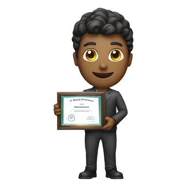 AI man holds certification in hand sticker
