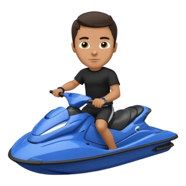 Dark tan male dark make on a blue jet ski no sunglasses sticker