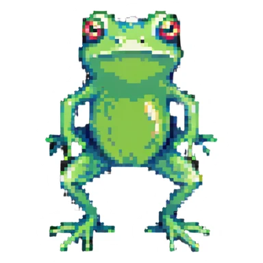 green frog standing on its legs sticker