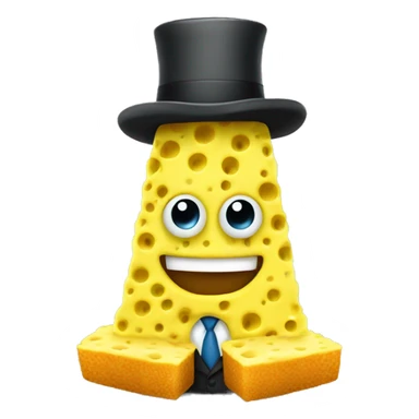 Sponge with eyes mouth two legs in suit and two arms and hat sticker