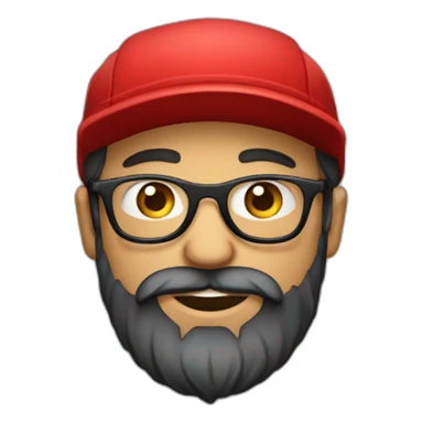 bearded portuguese designer with glasses and a red cap sticker