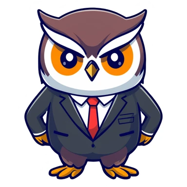 owl wearing a business suit sticker