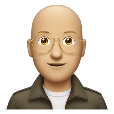 Bald young white man with golden aviator glasses sticker