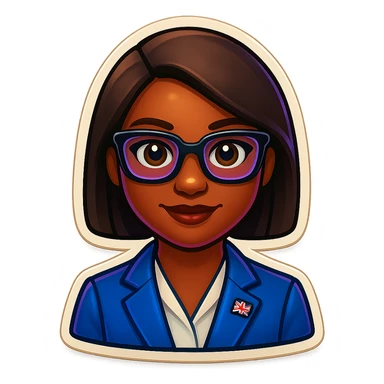 Add glasses to the Kemi Badenoch emoji, keep the background transparent. sticker