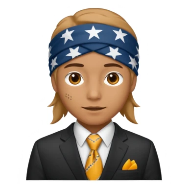 Character wearing a bandana and a suit sticker