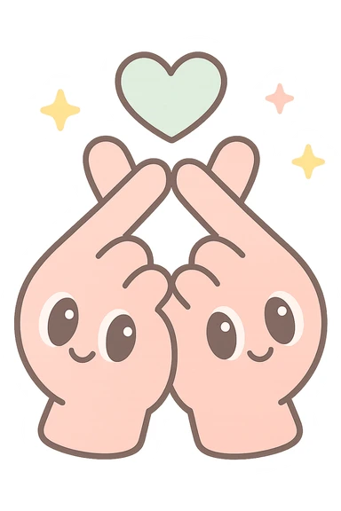 Korean heart hand gesture sticker