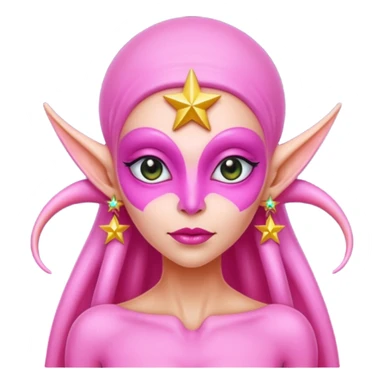 pink alien woman with golden star earrings sticker
