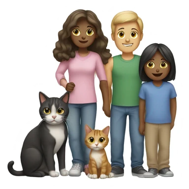 Family of people and 2 cats sticker