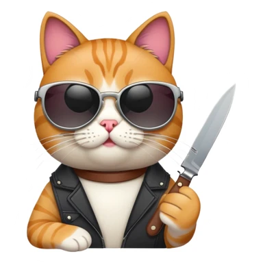 Cat with knife and sunglasses  sticker