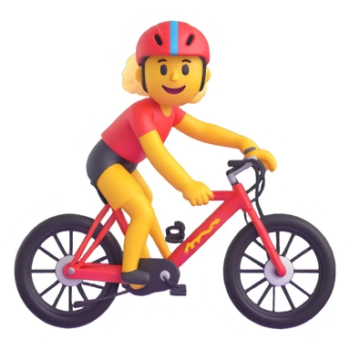 3D smiley emoji, round shape, with mountain bike, sporty face, transparent background (mountain biking) sticker
