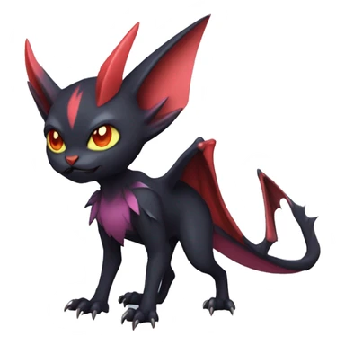  Kawaii Edgy Cool Vampiric Demonic Beautiful Noivern-Nargacuga-Litten with big Bat Ears full body sticker
