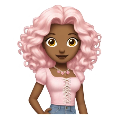 Glinda in short jeans and pink skirt and Shakira lace up croc top  sticker