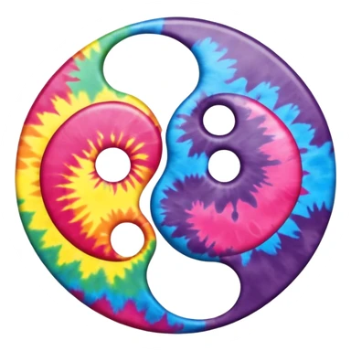 Tie dye ying yang with hearts as the opposite  sticker