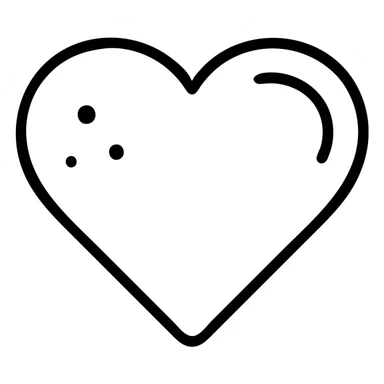 dark red heart with black speckles and glossy highlight, icon style sticker
