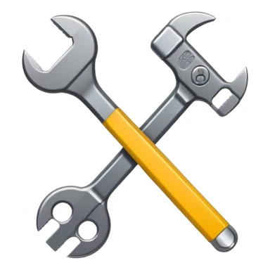 A flat-style illustration of a crossed pencil and wrench icon, symbolizing vocational training. Clean, minimal, black icon on white background, cartoon style, iOS emoji aesthetic. sticker
