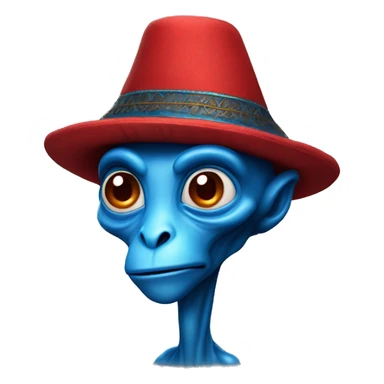 blue alien wearing a turkish ottoman red cap sticker