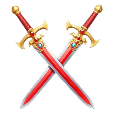 Two Golden royal swords with red gems sticker