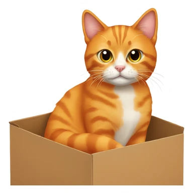 Orange cat sitting in a box sticker