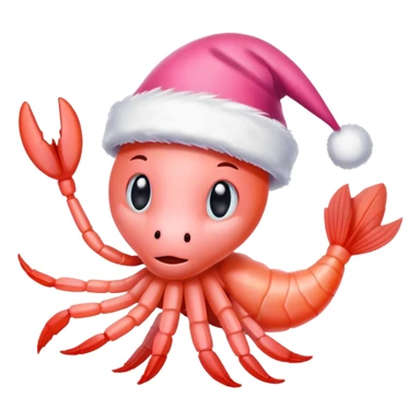 Shrimp wearing Santa hat sticker