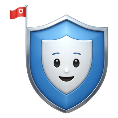 A shiny blue shield with a white 7 in the middle and a flag animation sticker