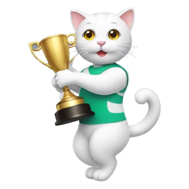 cat holding up a number 10 trophy sticker