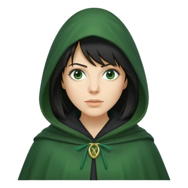 claudia winkleman as a traitor with a green cloak sticker