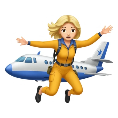 a woman jumps off a plane, apocolypse sticker