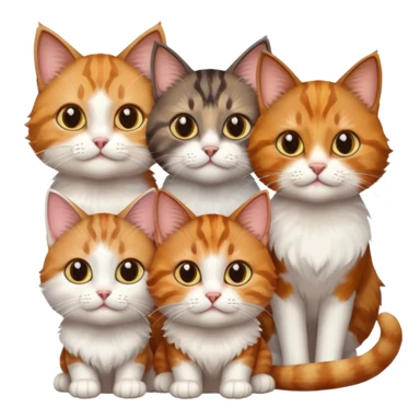 3 cats different colours including brown tabby and white, calico, and ginger and white sticker