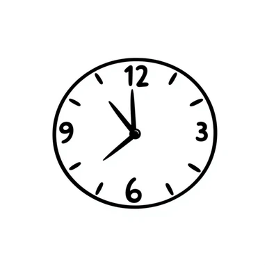 Hand-drawn analog wall clock with numbers sticker